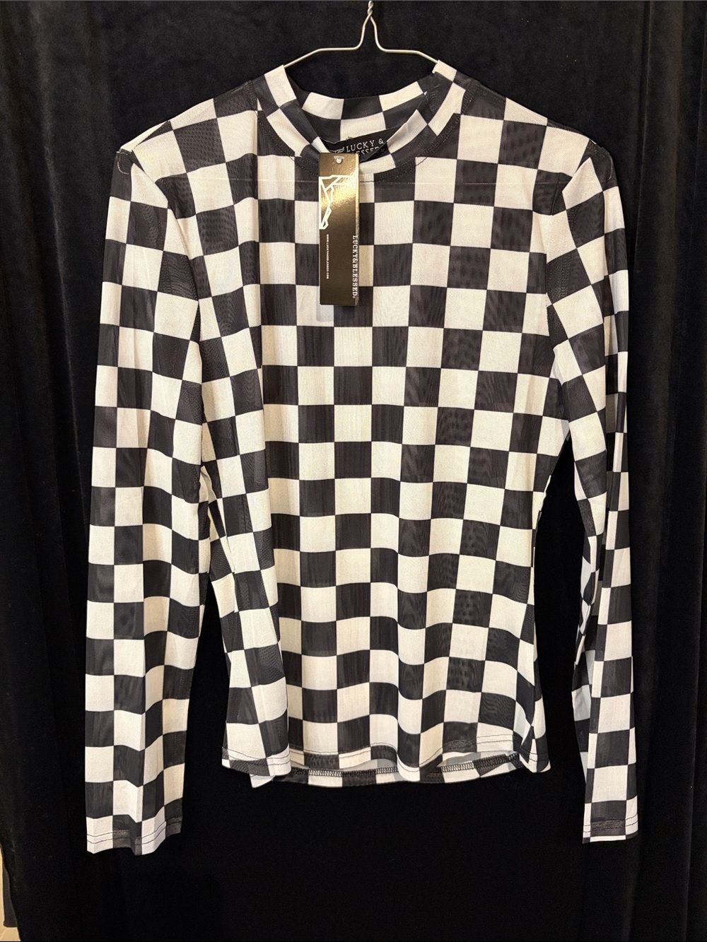 NWT Lucky & Blessed black & white mesh. Size small